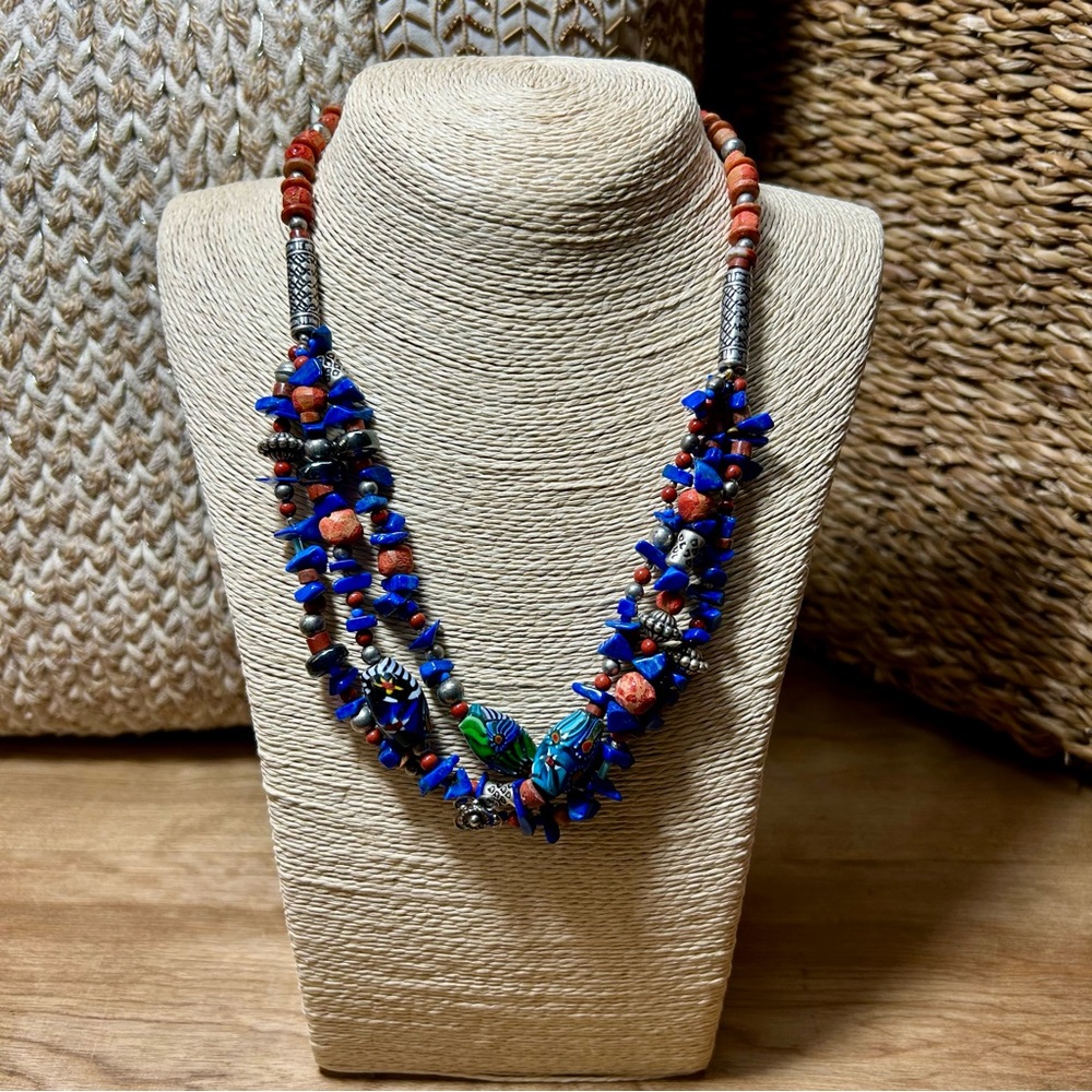TIBETAN STYLE VINTAGE MIXED BEAD NECKLACE